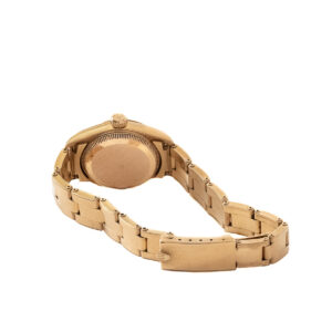 Montre Rolex pour dame Oyster Perpetual en or jaune 18k lunette crenelée – Image 3