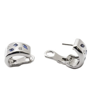 Paire de boucles d'oreilles Tutti Frutti or blanc 18k diamants et saphirs – Image 4