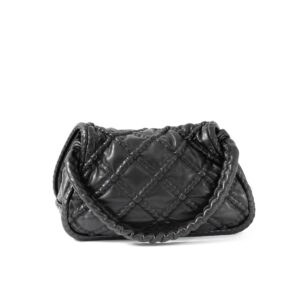 Grand sac porté-main en cuir d'agneau noir – Image 2