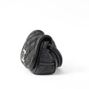 Grand sac porté-main en cuir d'agneau noir – Image 3