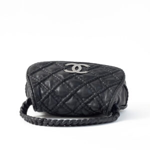 Grand sac porté-main en cuir d'agneau noir – Image 5