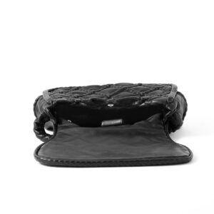 Grand sac porté-main en cuir d'agneau noir – Image 7