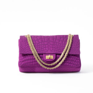 Bolso de raso de seda 2.55 estampado cocodrilo fuschia - Imagen 2