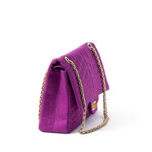Bolso de raso de seda 2.55 estampado cocodrilo fuschia - Imagen 6