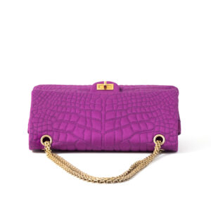 Bolso de raso de seda 2.55 estampado cocodrilo fuschia - Imagen 7