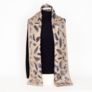 Echarpe double face en laine angora et soie Plumes – Image 1