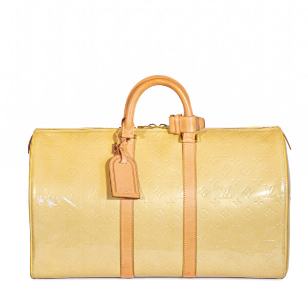 Sac Mercer Keepall 50 cuir verni beige-0