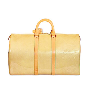 Sac Mercer Keepall 50 cuir verni beige – Image 3