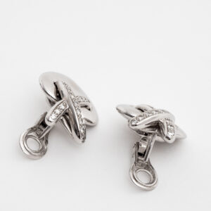 Earrings in 18k white gold and Diamonds Coeur Lien Croisé G.M. - Image 3