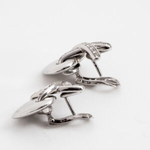 Earrings in 18k white gold and Diamonds Coeur Lien Croisé G.M. - Image 4