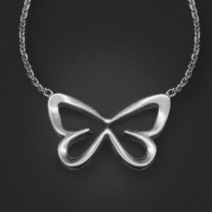 Collier et pendentif Butterfly or blanc et diamants - Imagen 3
