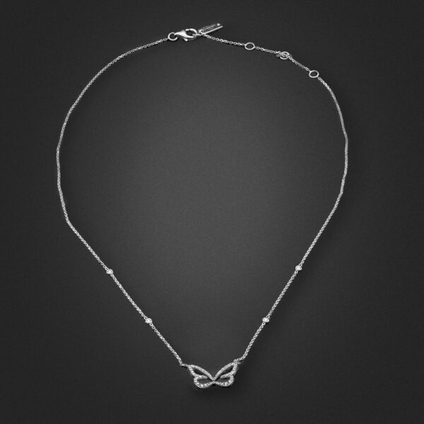 Collier et pendentif Butterfly or blanc et diamants-0