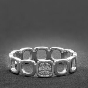Bague Cube or blanc 18k - Imagen 2