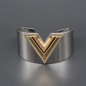 Manchette Essential V Cuff acier et plaqué or - Imagen 1