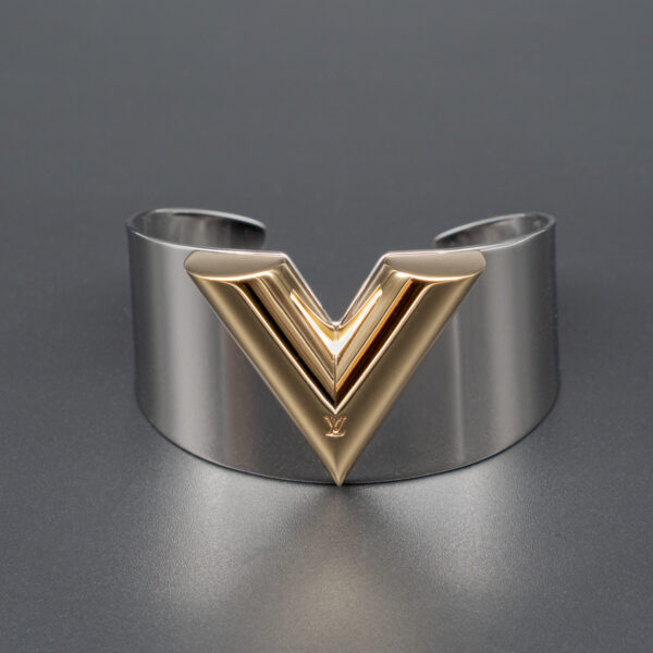 Manchette Essential V Cuff acier et plaqué or-0