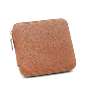 Sac pliable SilkyPop en soie imprimée orange et cuir marron – Image 5