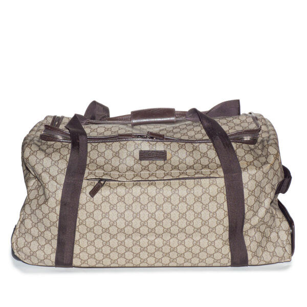 Sac de voyage a roulettes en toile GG Supreme beige-0