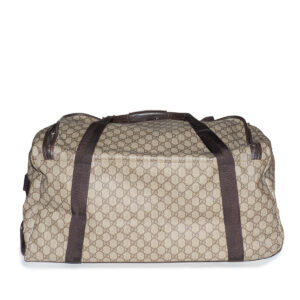Sac de voyage a roulettes en toile GG Supreme beige – Image 2