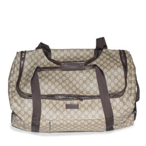 Sac de voyage a roulettes en toile GG Supreme beige – Image 3