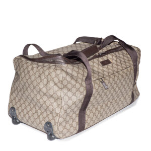 Sac de voyage a roulettes en toile GG Supreme beige – Image 5