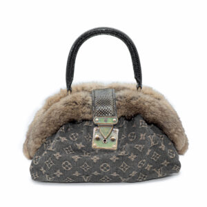 Sac à main Demi-lune Monogram Denim noir et chinchilla - Imagen 1
