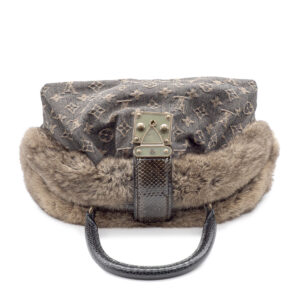 Sac à main Demi-lune Monogram Denim noir et chinchilla - Imagen 3