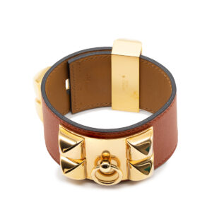 Bracelet Collier de chien en cuir Sikkim rouille – Image 1