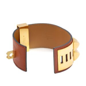 Bracelet Collier de chien en cuir Sikkim rouille – Image 3