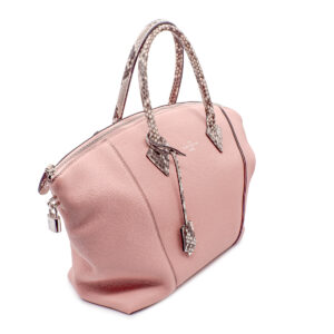 Sac Soft Lockit M.M. en cuir cachemire rose poudré et python – Image 2