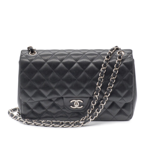 Sac Classic Jumbo en cuir d'agneau matelassé noir-0