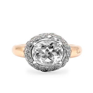 Bague Tabou en or rose 18k ornée d'une imposante Topaze blanche - Image 2