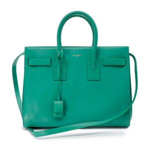 Classique Sac de jour en cuir lisse vert - Image 1