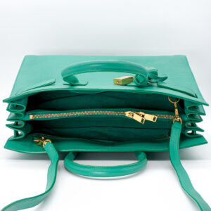 Classique Sac de jour en cuir lisse vert - Image 3