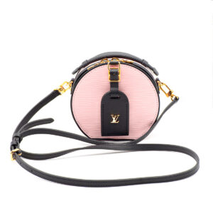Sac Mini-boite à chapeau en cuir épi rose et noir – Image 1