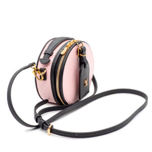 Sac Mini-boite à chapeau en cuir épi rose et noir – Image 2