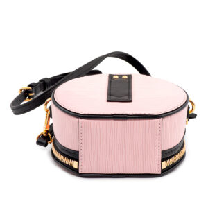 Sac Mini-boite à chapeau en cuir épi rose et noir – Image 4