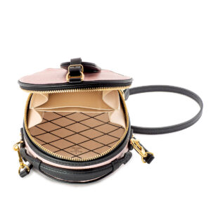 Sac Mini-boite à chapeau en cuir épi rose et noir – Image 5