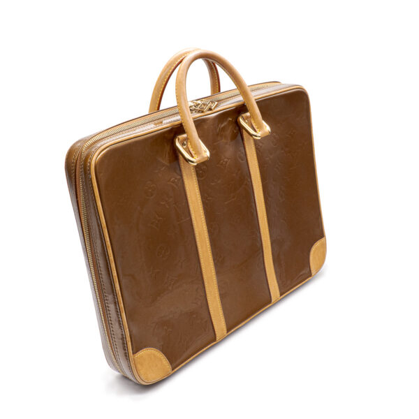 Porte-documents en cuir vernis Monogram bronze-0