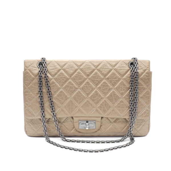 Sac 2.55 Jumbo en cuir vieilli doré-0