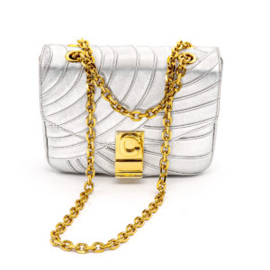Sac Small C Bag en cuir argente – Image 1