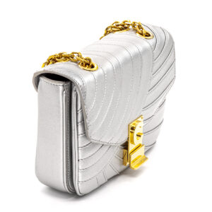 Sac Small C Bag en cuir argente – Image 3
