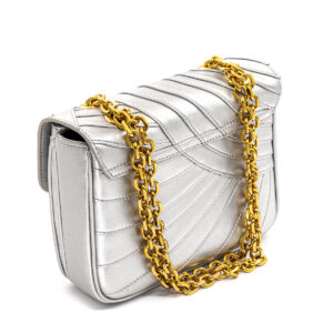 Sac Small C Bag en cuir argente – Image 2