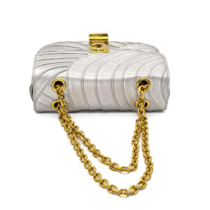 Sac Small C Bag en cuir argente – Image 4