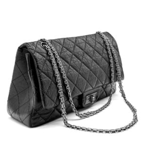 Sac 2.55 Jumbo en cuir vieilli noir NEUF! – Image 1