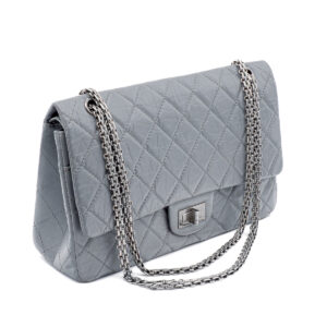 Sac 2.55 Jumbo en cuir vieilli gris – Image 1