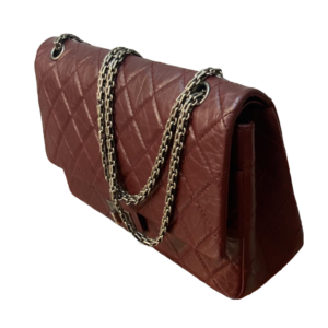 Sac 2.55 Jumbo en cuir vieilli bordeaux - Image 2