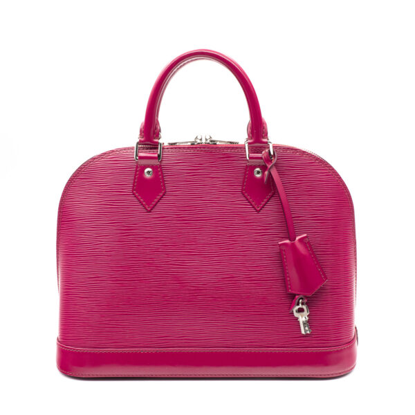 Sac Alma petit modèle en cuir épi rouge framboise -0
