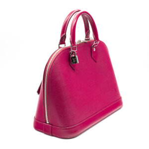 Sac Alma petit modèle en cuir épi rouge framboise - Imagen 4