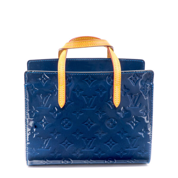 Sac Catalina en cuir Monogram verni bleu-0