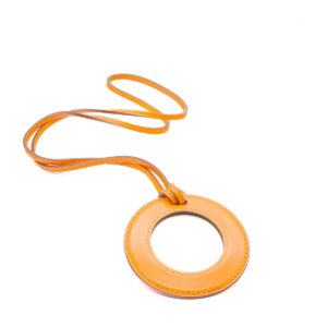Collier et pendentif miroir en cuir Swift orange – Image 1